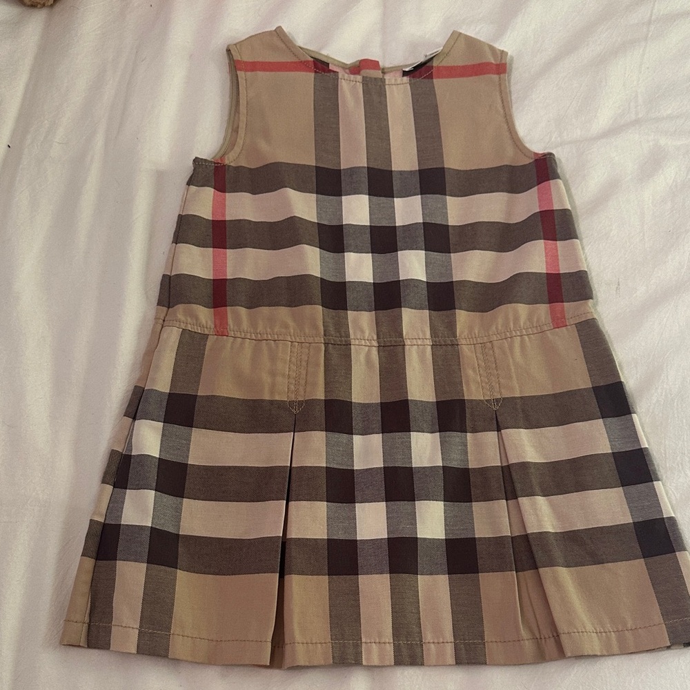 Burberry Beige and Black Plaid Kids Dress